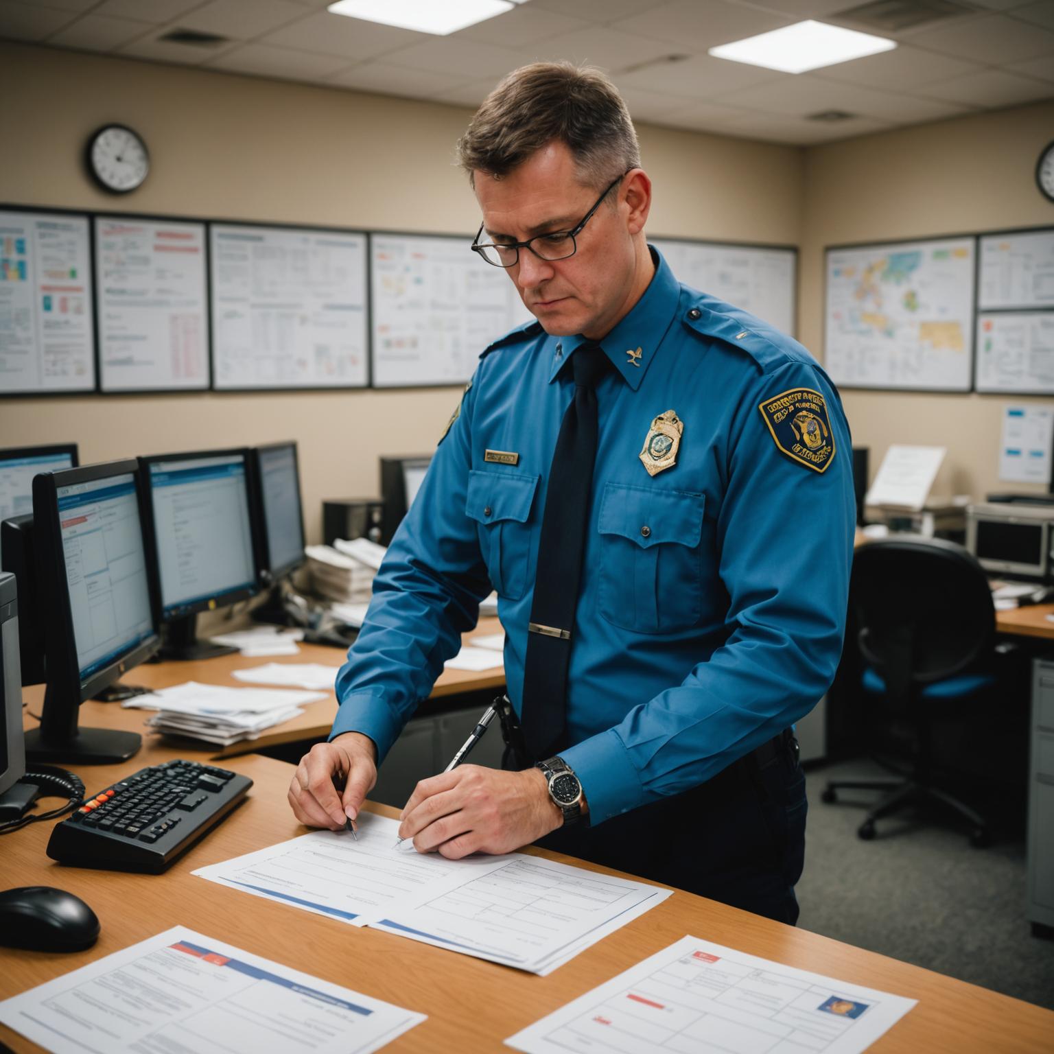 Customs documentation being reviewed at port office