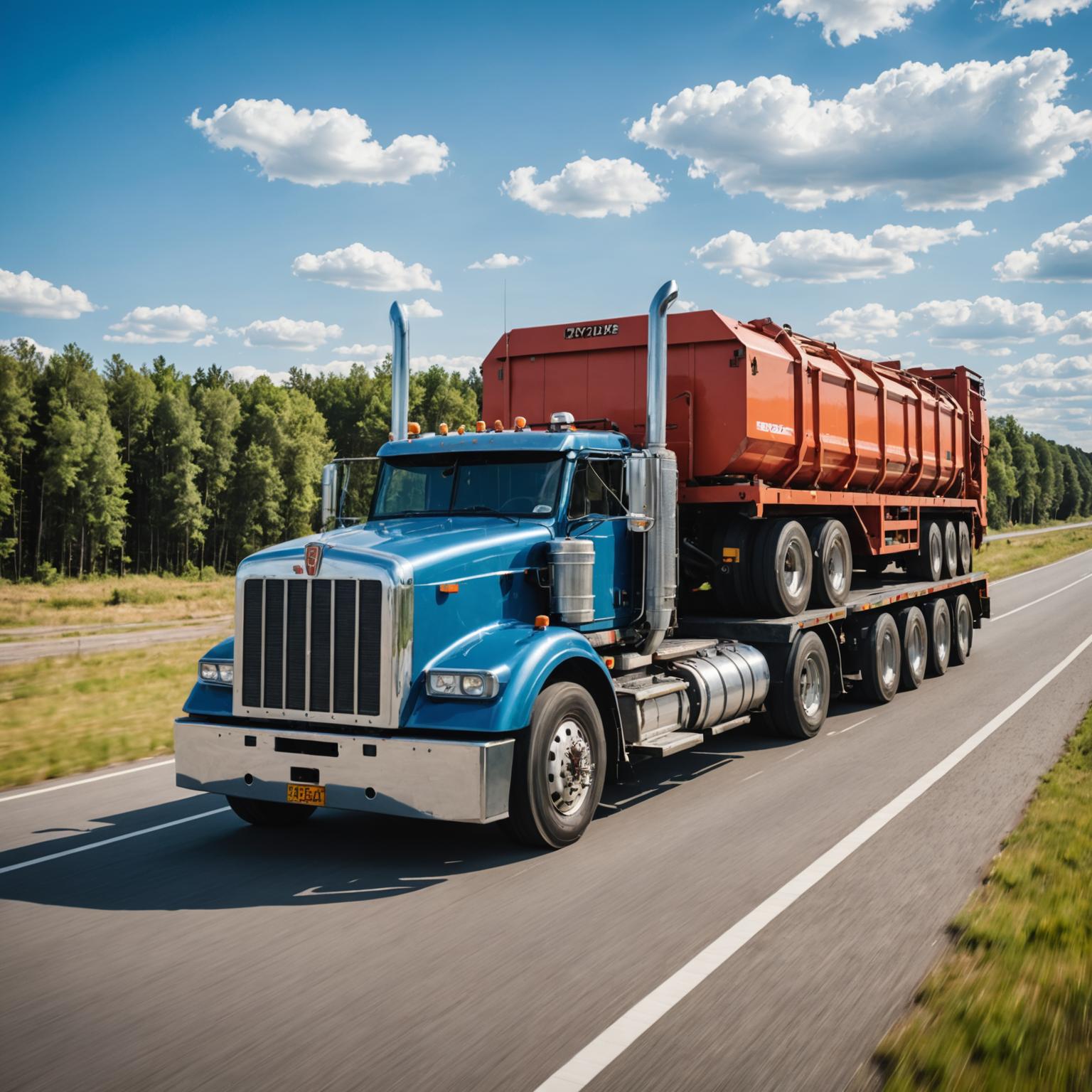 Heavy haulage truck transporting oversized machinery